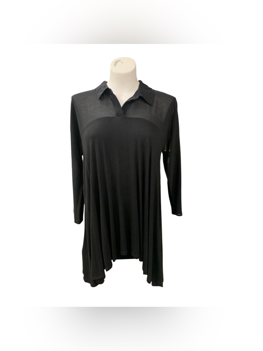 Cupio Black Long-Sleeve Collared Swing Tunic Size M